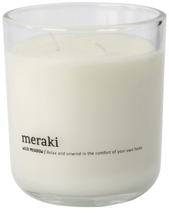 Duftlys Meraki Wild Meadow vild eng hvid Ø9,6ÃH10,5 cm