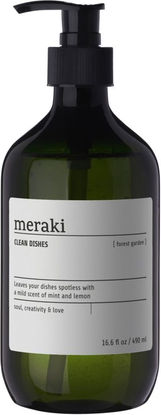 Opvaskemiddel Meraki Forest Garden  -  Svanemærket miljøvenligt, Sort flaske Ø7ÃH19 cm, Pebermynte & Lemon duft