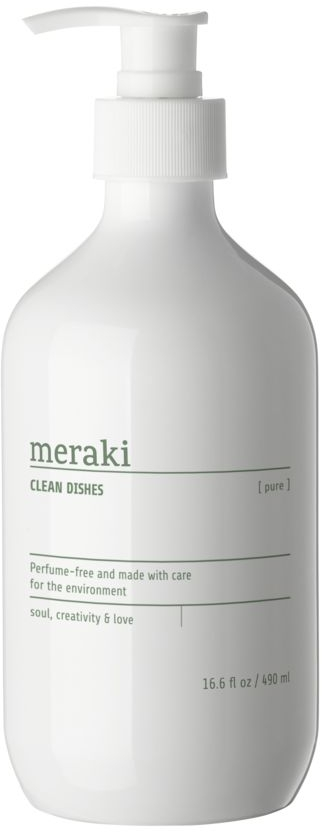 Opvaskemiddel Meraki Pure 490 ml  -  allergivenligt, Svanemærket & Asthma Allergy-certificeret, parfume-fri pumpeflaske