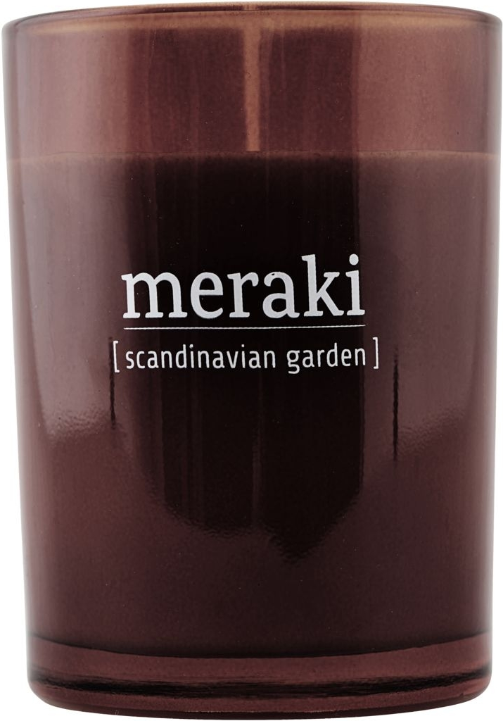 Duftlys Meraki Scandinavian Garden brændt henna glas, sojavoks, 35 timers brændetid, Ø8Ã10,5 cm