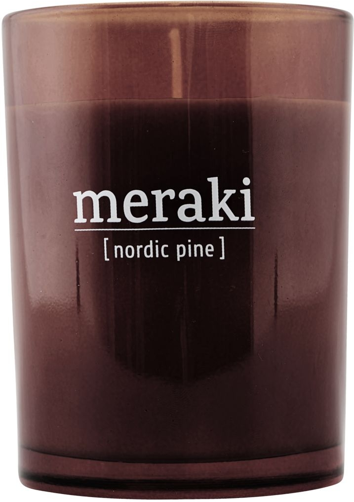 Duftlys Meraki Nordic Pine  -  sojavoks i brændt henna glas Ø8cm, 35 timer brændetid