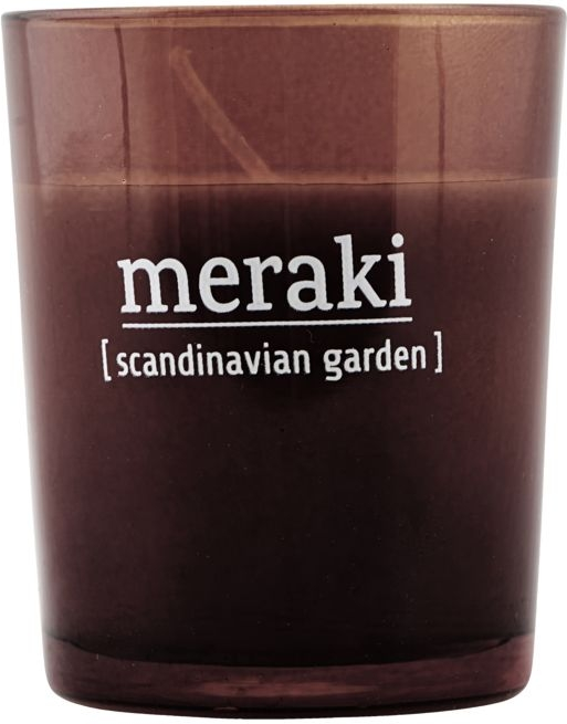 Duftlys Meraki Scandinavian Garden stemningslys i soyavoks brændt henna, D55ÃH6,7 cm, 12 timers brændetid