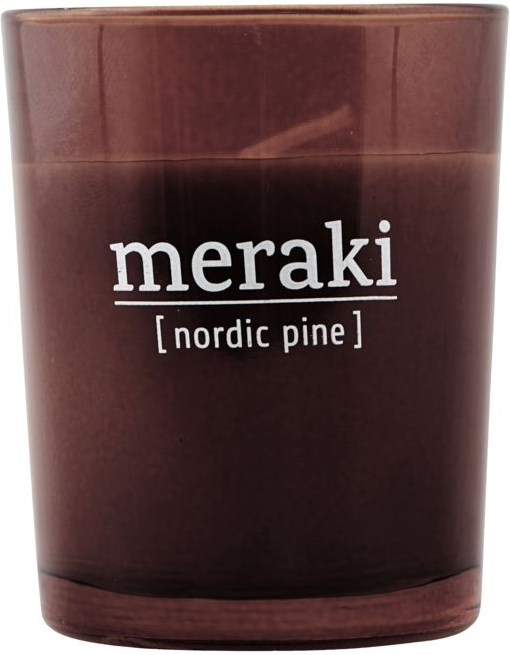 Duftlys Meraki Nordic Pine i glas Ø5,5 x H6,7 cm  -  bæredygtig sojavoks brændt henna