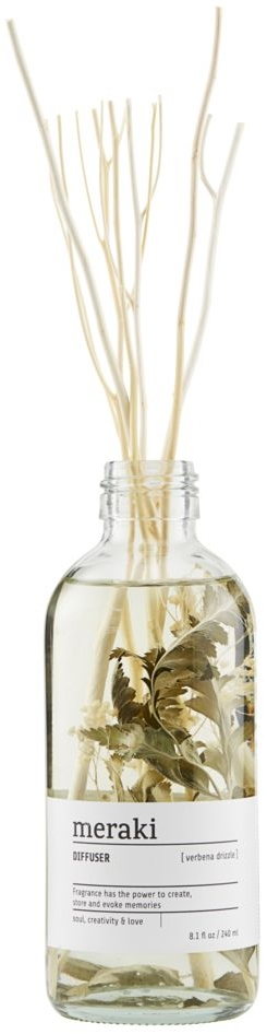 Duftdiffuser Meraki Verbena Drizzle 240 ml  -  Glas med rattanpinde