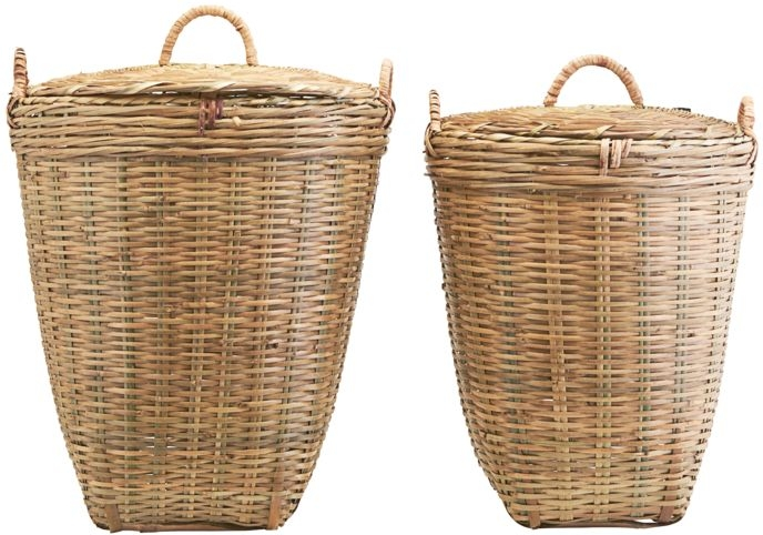Kurvesæt Meraki Tradition bambus natur  -  opbevarings- og vasketøjskurve Ø40/45xH48/58 cm