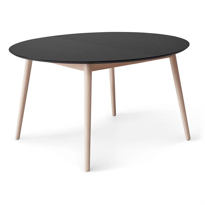 Meza by Hammel spisebord - Round - Ø:135 cm. - Sort Antifinger laminat - Ben i hvidpigm. eg  : Erling Christensen Møbler