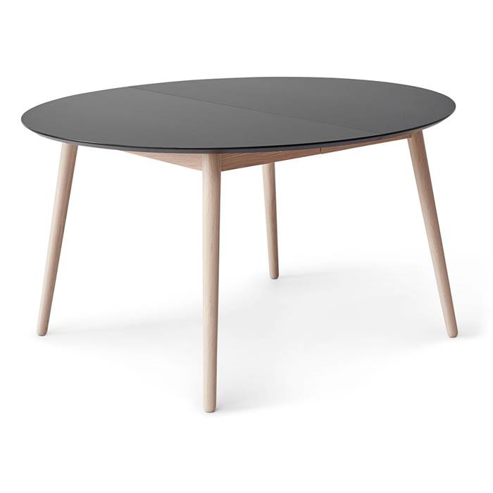 Meza by Hammel spisebord - Round - Ø:135 cm. - Grafit Antifinger laminat - Ben i hvidpigm. eg  : Erling Christensen Møbler