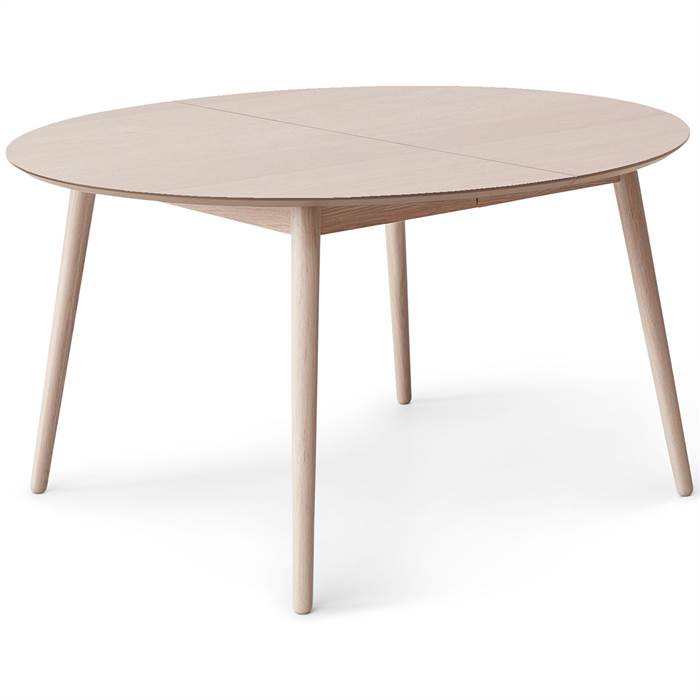 Meza by Hammel spisebord - Round - Ø:135 cm. - Eg finér - Ben i hvidpigm. eg  : Erling Christensen Møbler