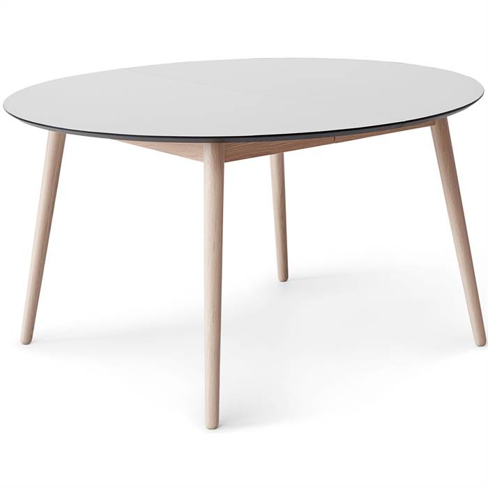 Meza by Hammel spisebord - Round - Ø:135 cm. - Hvid laminat - Ben i hvidpigm. eg  : Erling Christensen Møbler