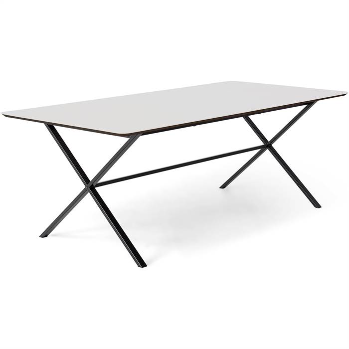Meza by Hammel spisebord - Boat - 165 x 90 cm. - Hvid laminat - Cross stel  : Erling Christensen Møbler