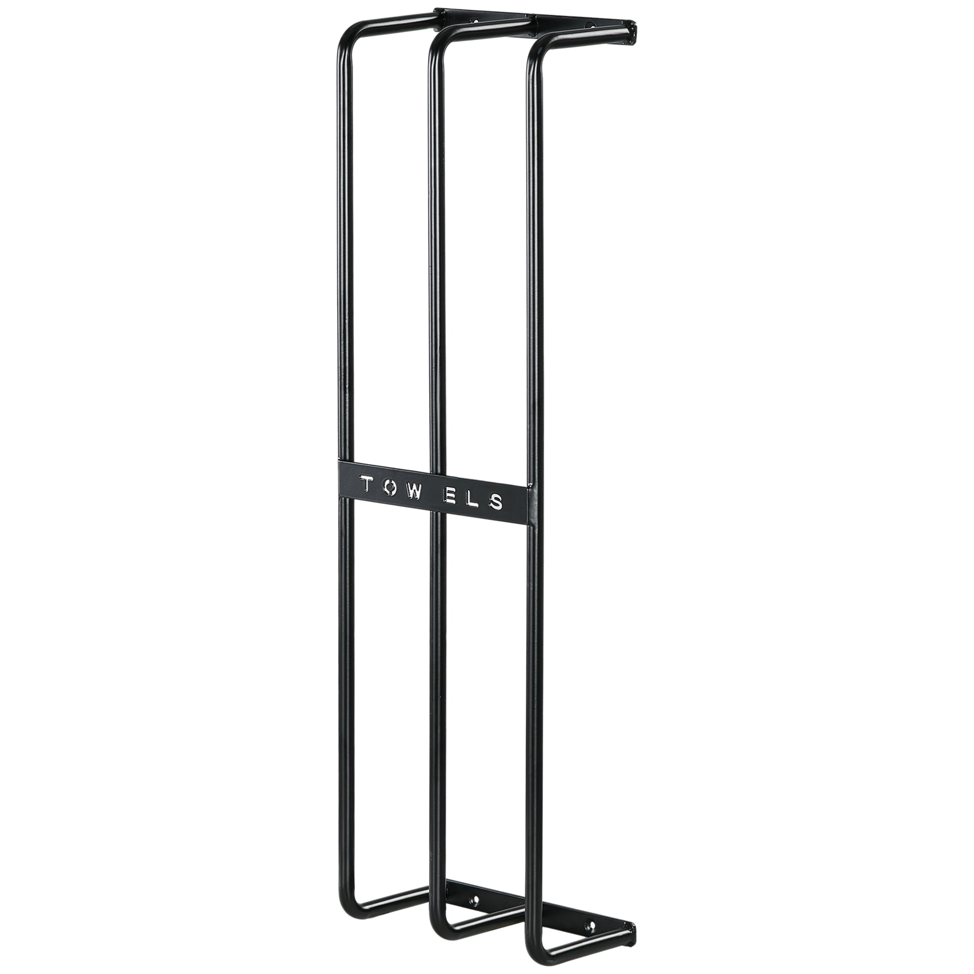 Håndklædeholder, vægbeslag til 6 store håndklæder, metal, 21 x 12 x 74 cm, sort