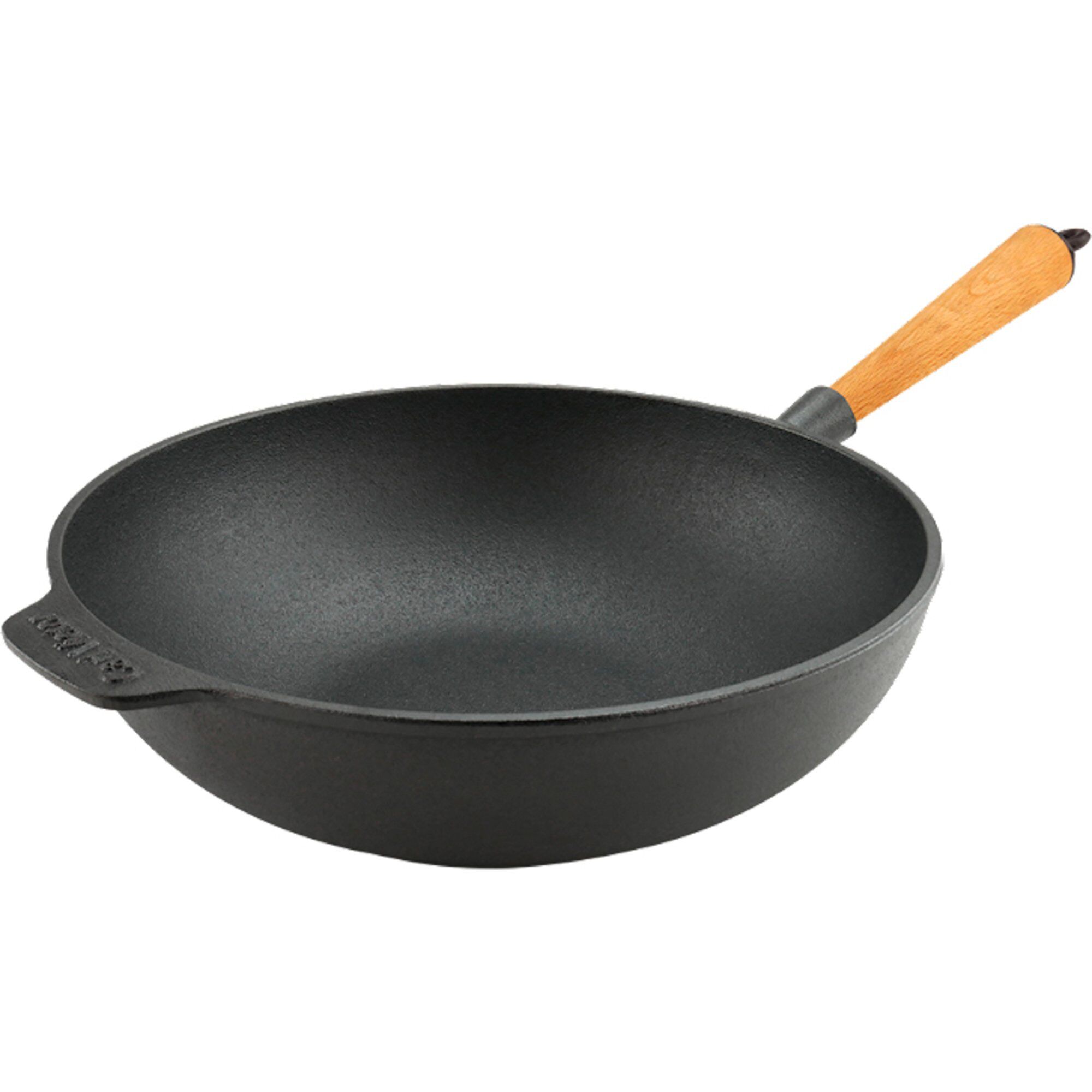 Carl victor Støbejernswok 30 cm, håndtag i bøgetræ