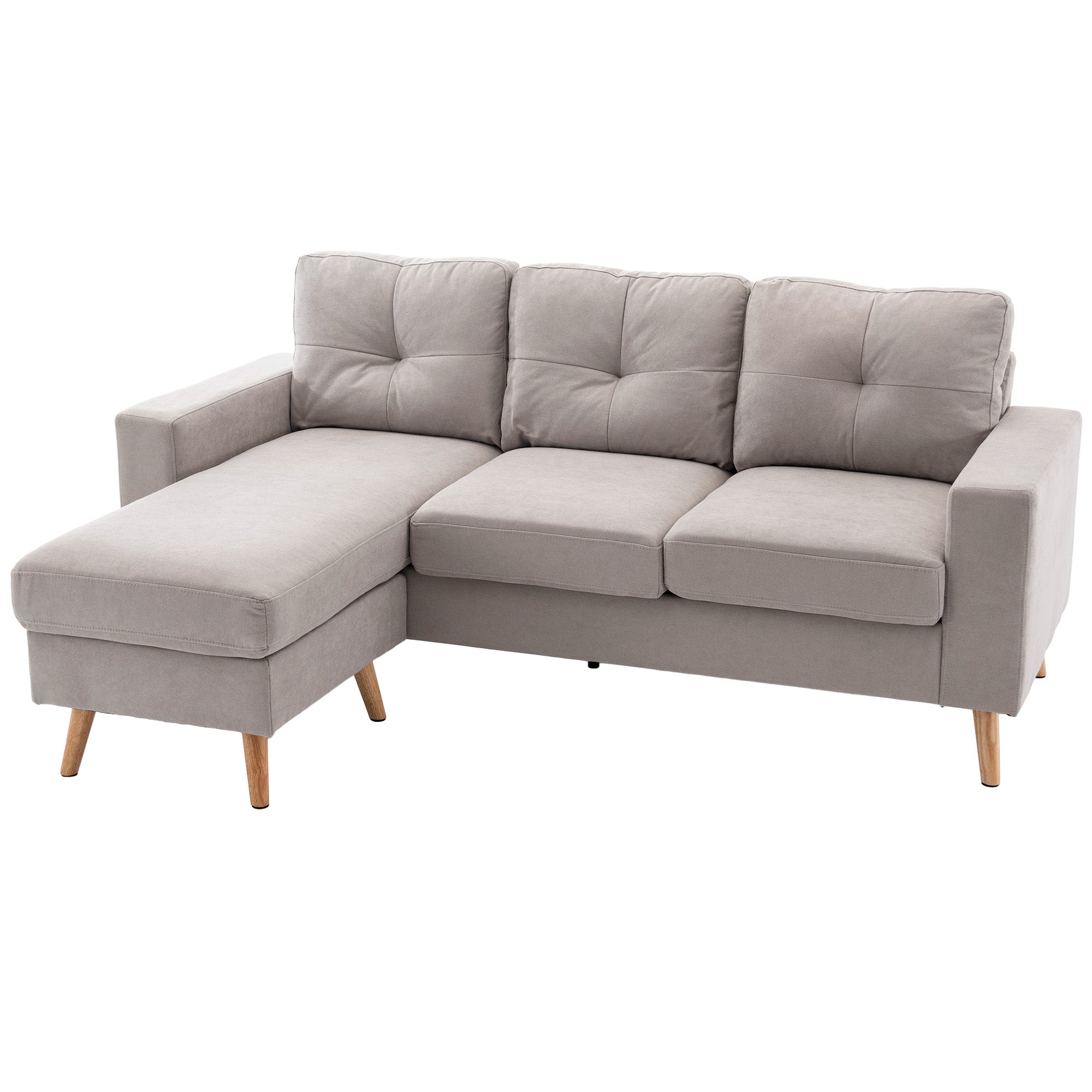 3-Personers hjørnesofa, linnedlook, vendbar chaiselong, 193 x 136 x 85 cm, lysegrå