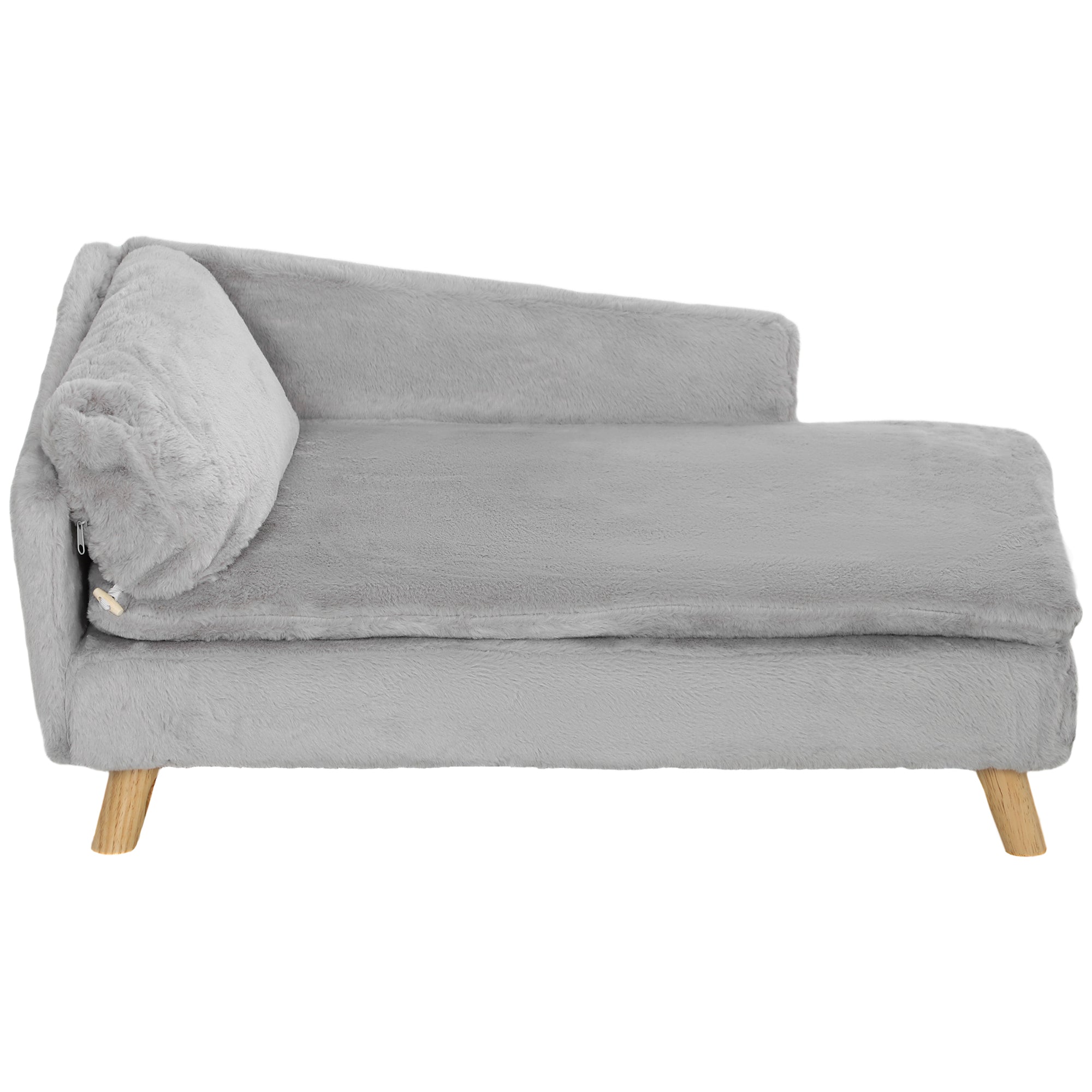 Hundeseng, hundesofa, vaskbart plysbetræk, op til 20 kg, 80 x 50 x 40 cm, lysegrå