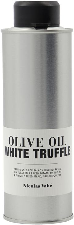 Ekstra jomfru olivenolie Nicolas Vahé Olive Oil Elixirs med hvid trøffel, glasflaske Ø5,5Ã15,5 cm, sølv/sort