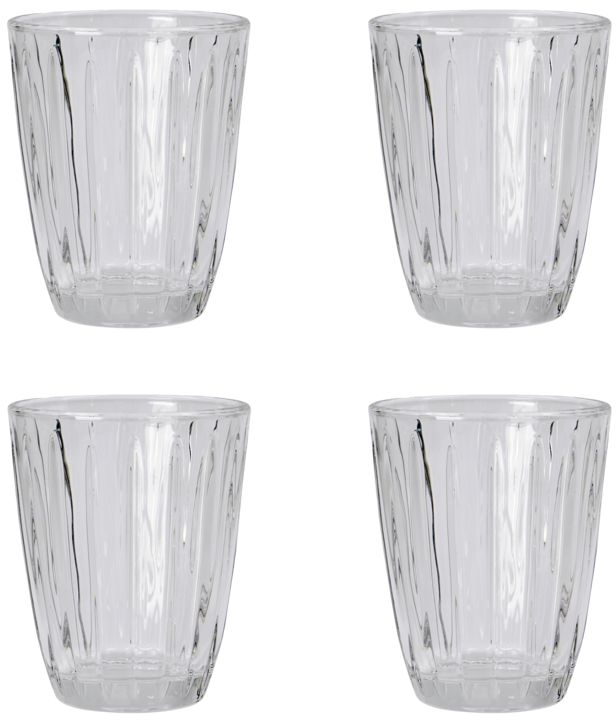 Vandglas Nicolas Vahé Groove Ø8 x 10 cm  -  håndlavet riflet klart glas