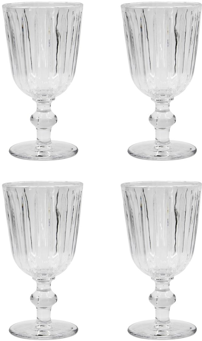 Vinglas Nicolas Vahé Groove 4 stk, håndlavet ribbet klart glas D 8,5 x H 16 cm