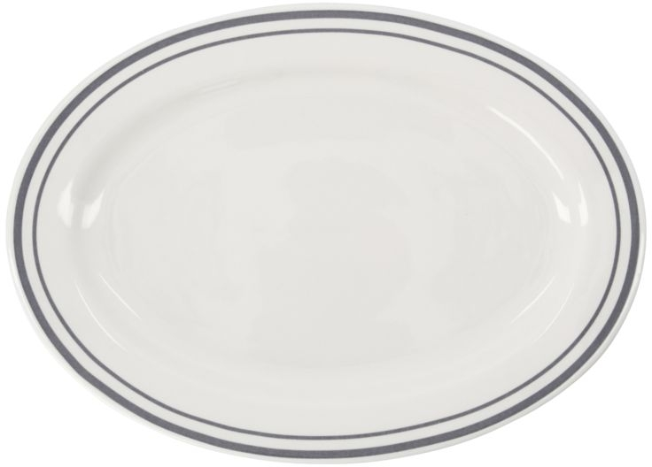 Serveringsfad Nicolas Vahé Bistro porcelæn med grå striber 22x29 cm