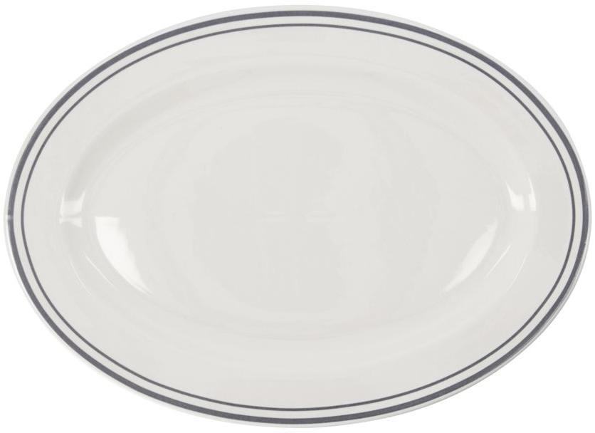Serveringsfad Nicolas Vahé Bistro, ovalt 29,5 x 40 cm, porcelæn med grå striber