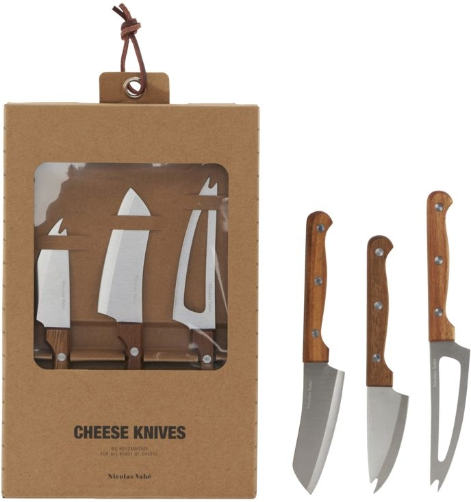 Osteknivesæt Nicolas Vahé Cheese Knives Natur 3x18 cm Akacietræ Rustfrit Stål Brun/Sølv