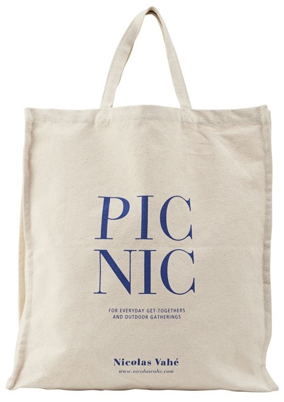 Taske shopper Nicolas Vahé Picnic hvid i robust polyester/bomuld/viskose, 41 x 38 x 9,5 cm