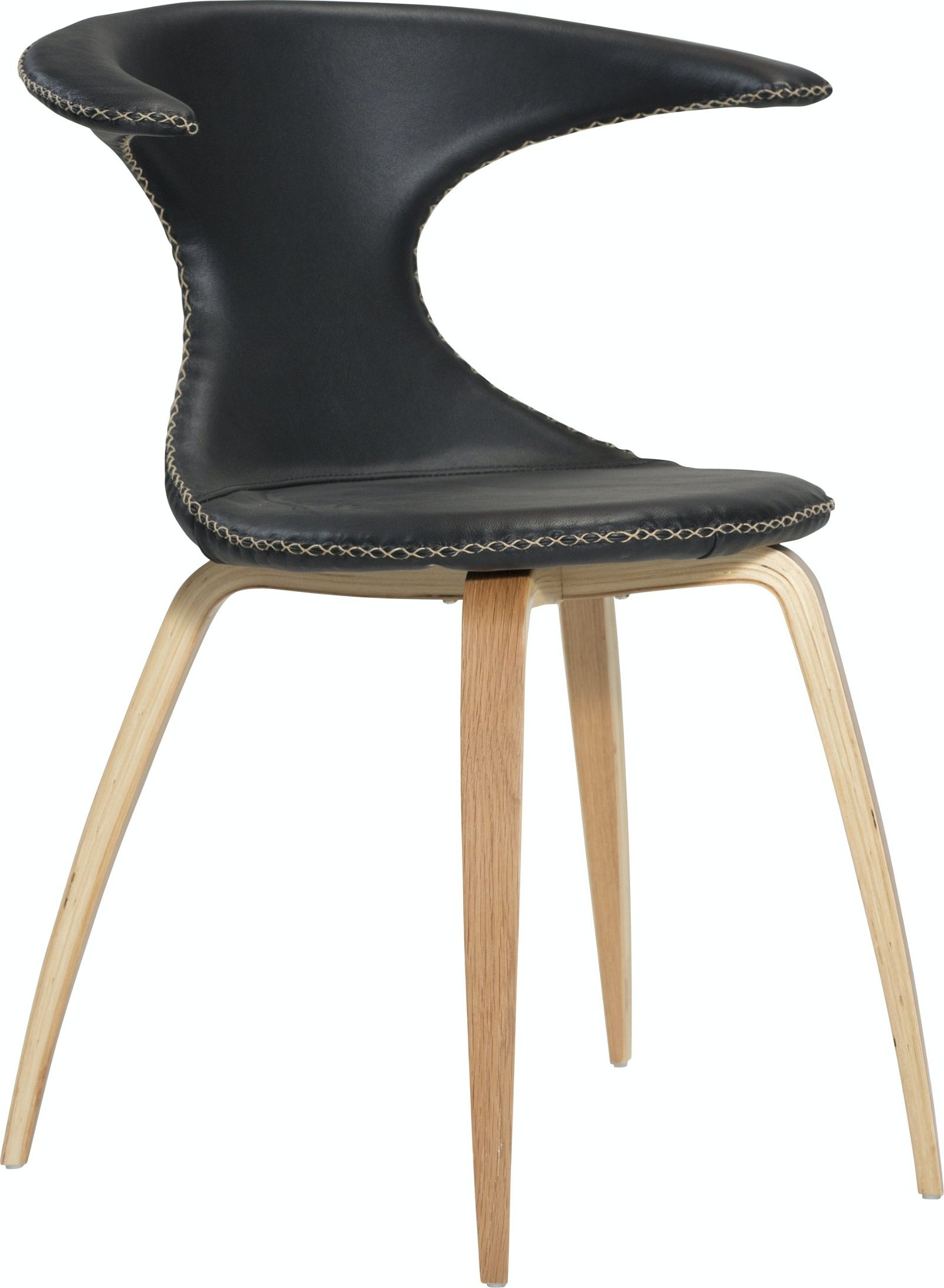 Spisebordsstol DAN-FORM Denmark Flair  -  sort læder & egetræsben  -  Moderne nordisk design