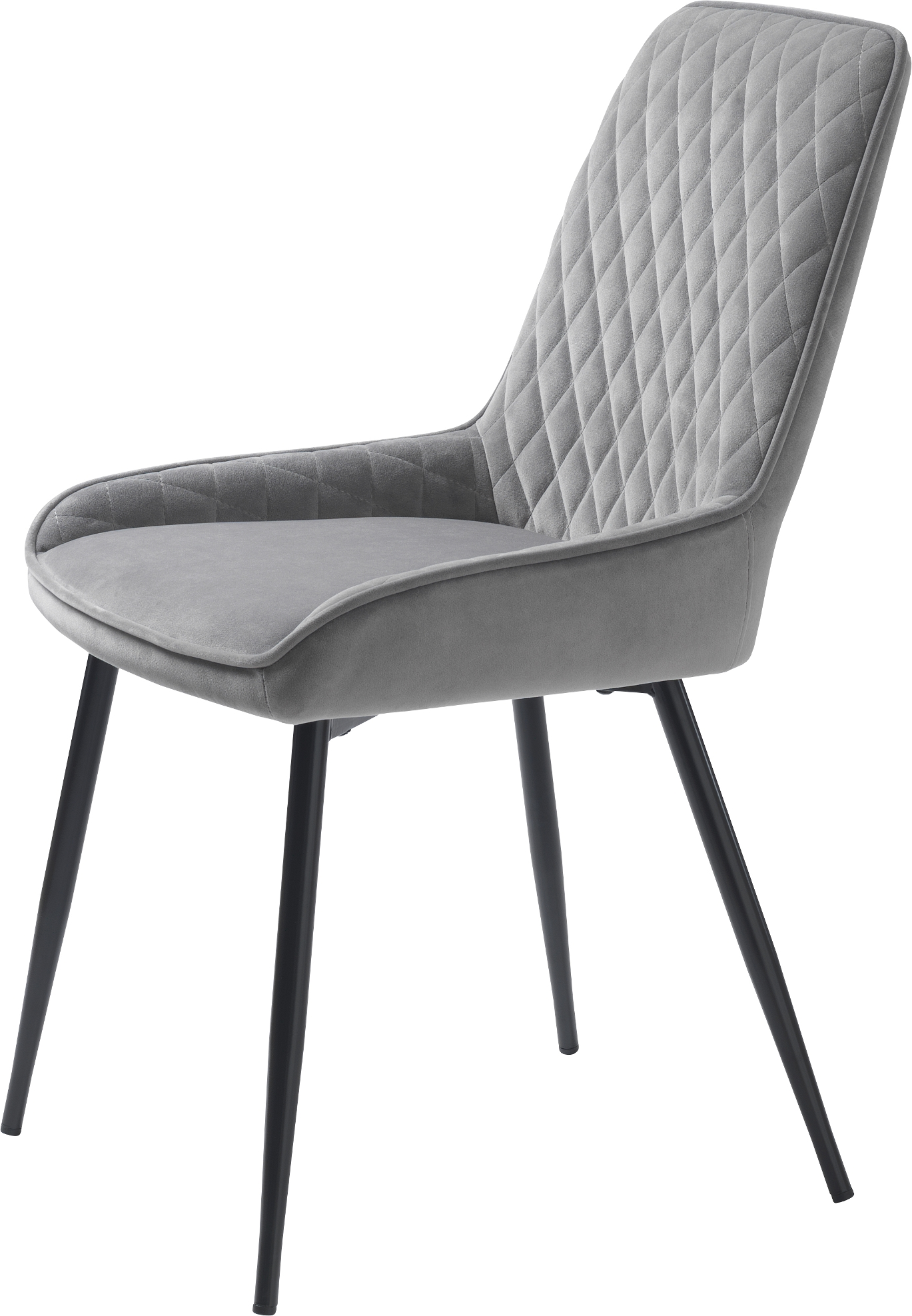 Spisebordsstol Nordique Design Milton Fløjl Grå, H85ÃB52 cm, Sorte metalben
