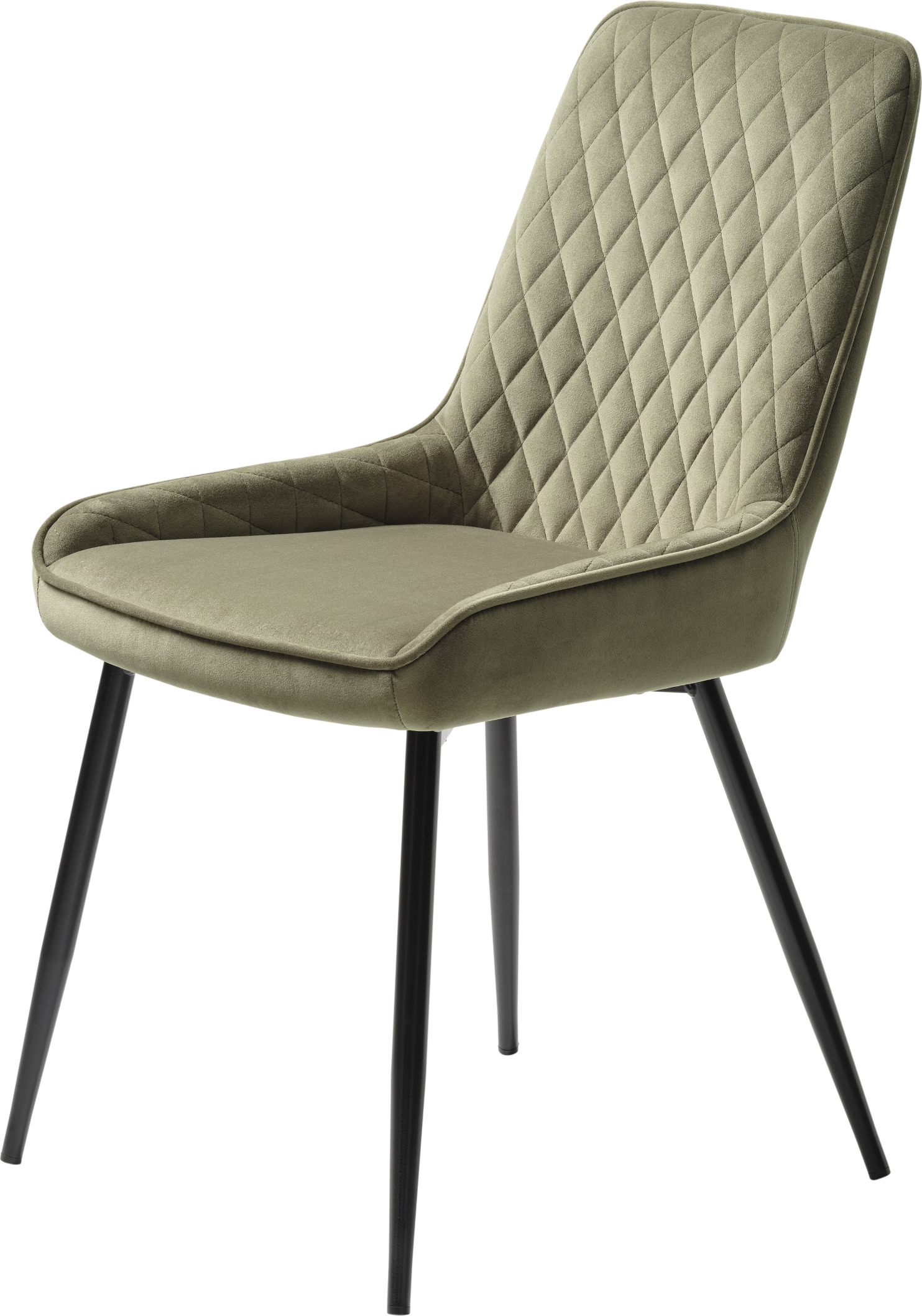 Spisebordsstole 2-pak Nordique Design Milton olivengrønt fløjl med sorte metalben