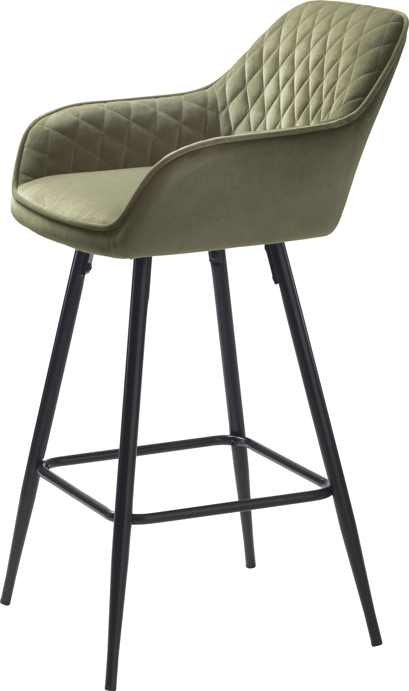 Barstol Nordique Design Milton Aurora fløjl olivengrøn med sorte metalben