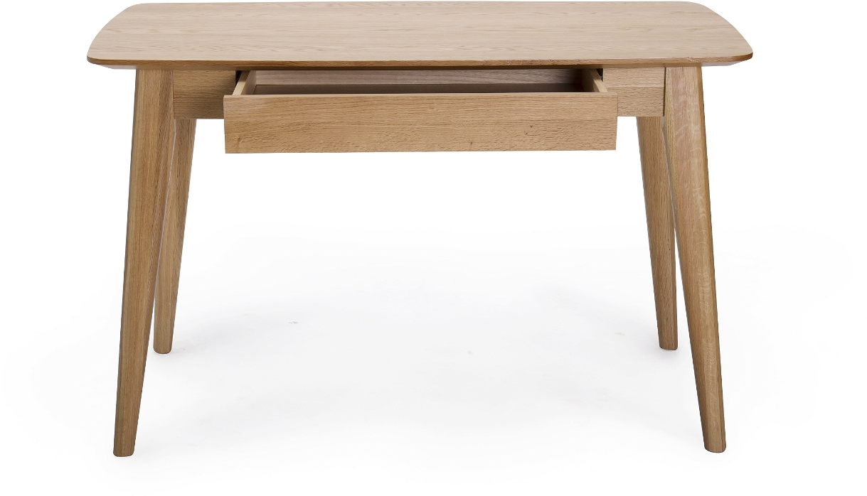 Skrivebord Nordique Design Rho  -  massivt egetræ med integreret skuffe, natur, H75xB60xD120 cm