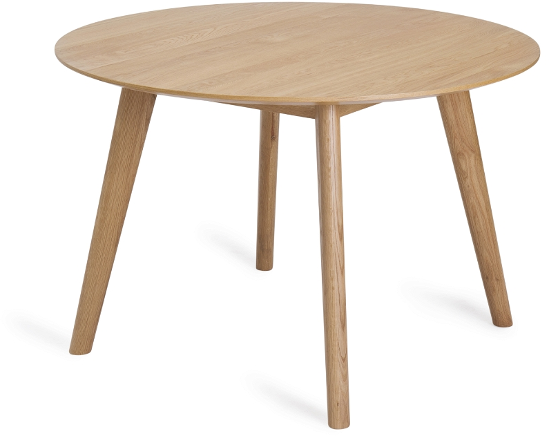 Spisebord Nordique Design Rho  -  rundt Ø115 cm natur MDF, egetræsfinér & ben i massiv eg