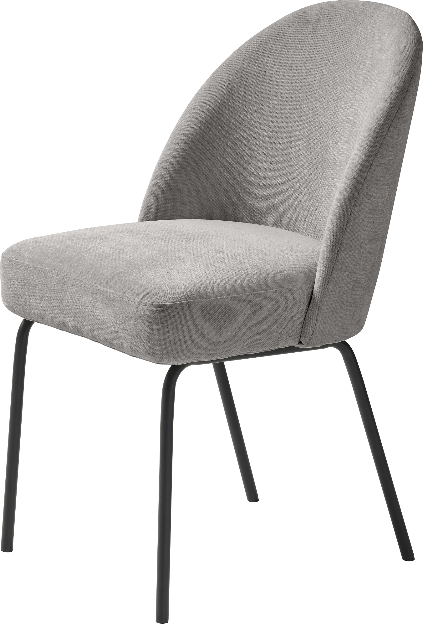 Spisebordsstol Nordique Design Creston i grå chenille & sort metalramme  -  komfortabel minimalisme, FSC-certificeret