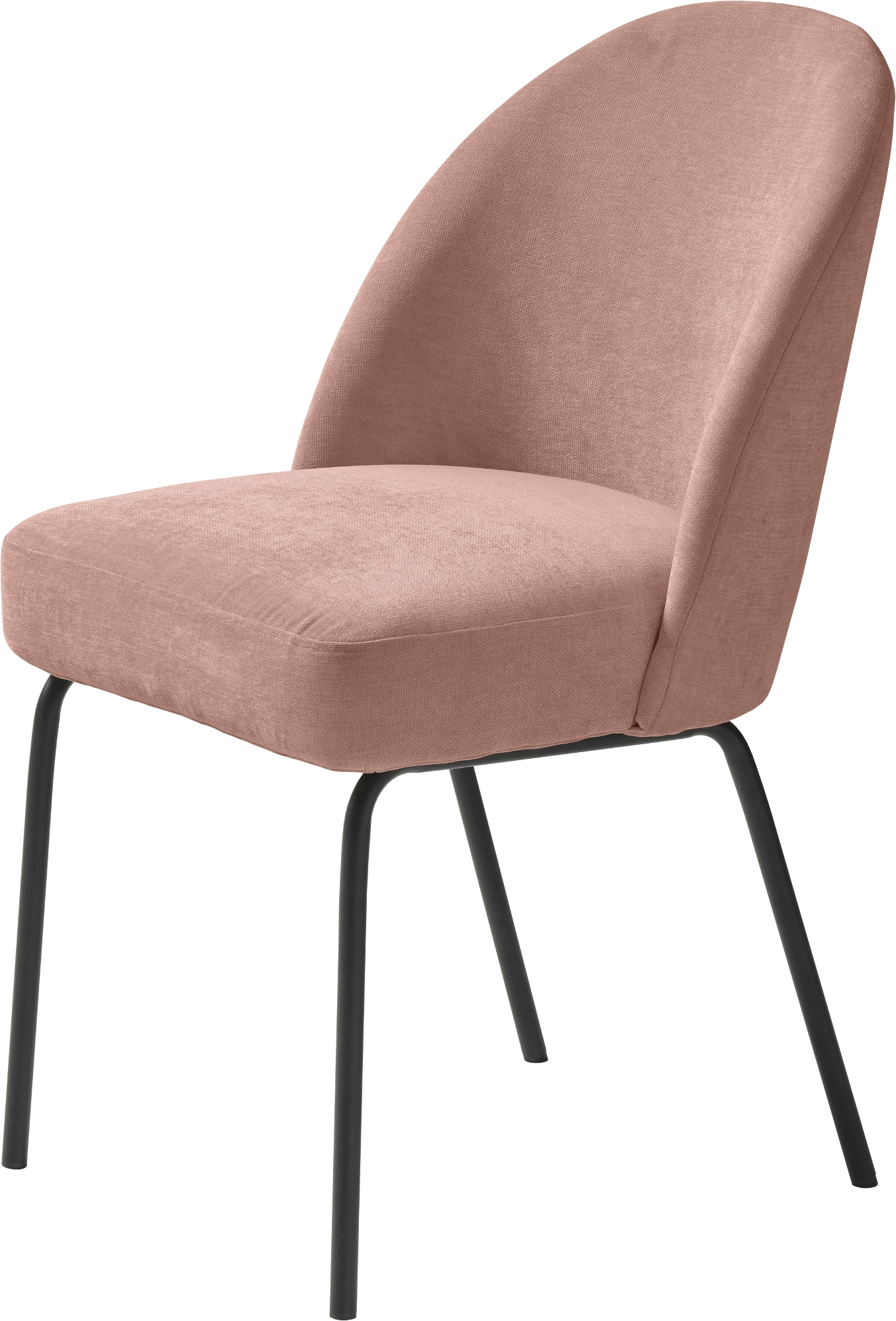 Spisebordsstol/spisestuestol Nordique Design Creston lyserød chenillepolstret med sorte metalben FSC mix H83,5ÃB48,5 cm