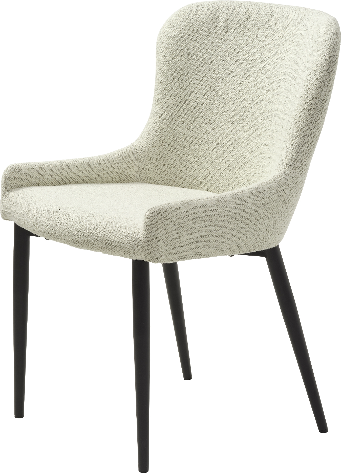 Spisebordsstol Nordique Design Ontario  -  Off White Bouclé, Sort Metal, Moderne Spisestuestol