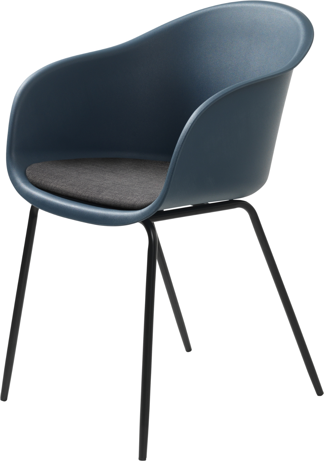 Spisebordsstol Nordique Design Topley med armlæn mørkeblå metalben sæt 2