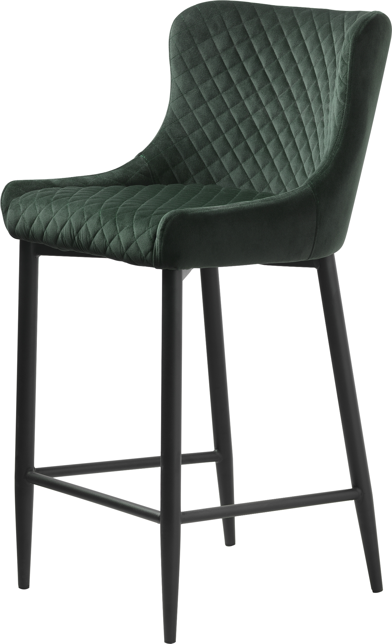 Barstol Ottowa fra Nordique Design i dybgrøn fløjl med sorte metalben, H105ÃB47,5 cm