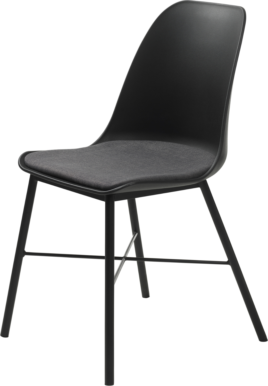 Spisebordsstol Nordique Design Whistler  -  sort plastskal med polstret sæde i 100 % polyester for ekstra komfort, metalben, H83ÃB47 cm