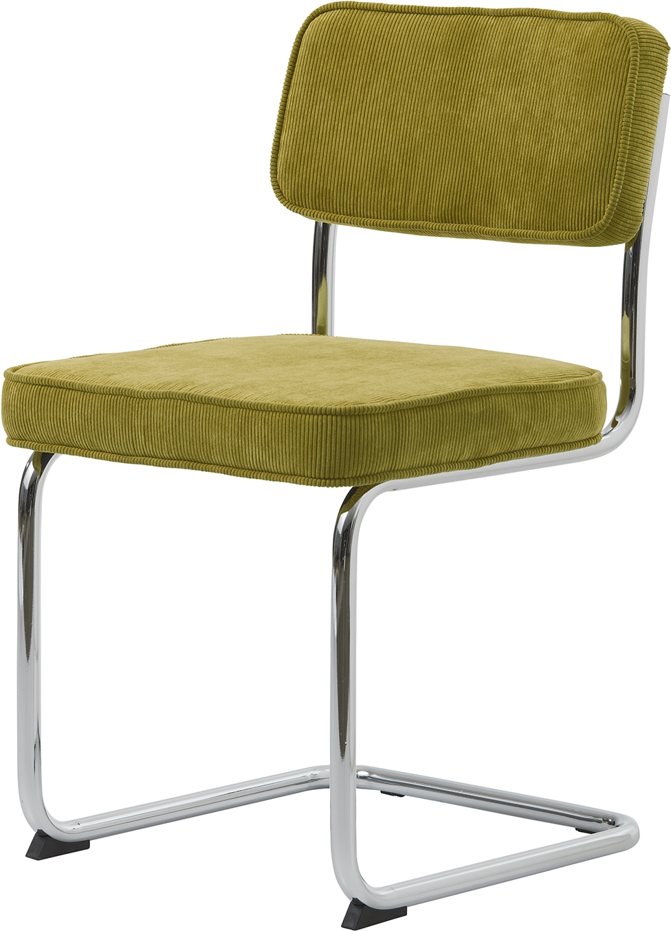 Spisebordsstol Nordique Design Rupert corduroy grøn med kromben H84ÃB50 cm