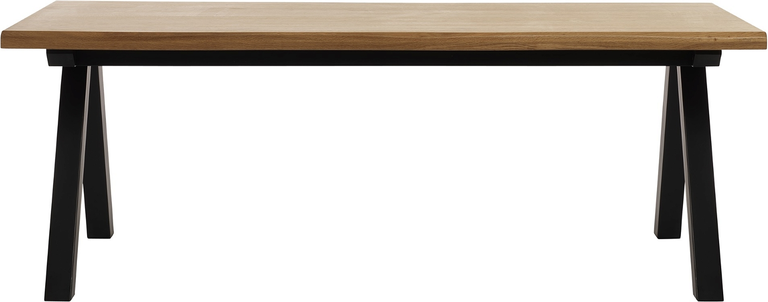 Spisebord Nordique Design Oliveto 210x100 cm Natur massiv eg med sort metalstel, forlængeligt til 6 personer