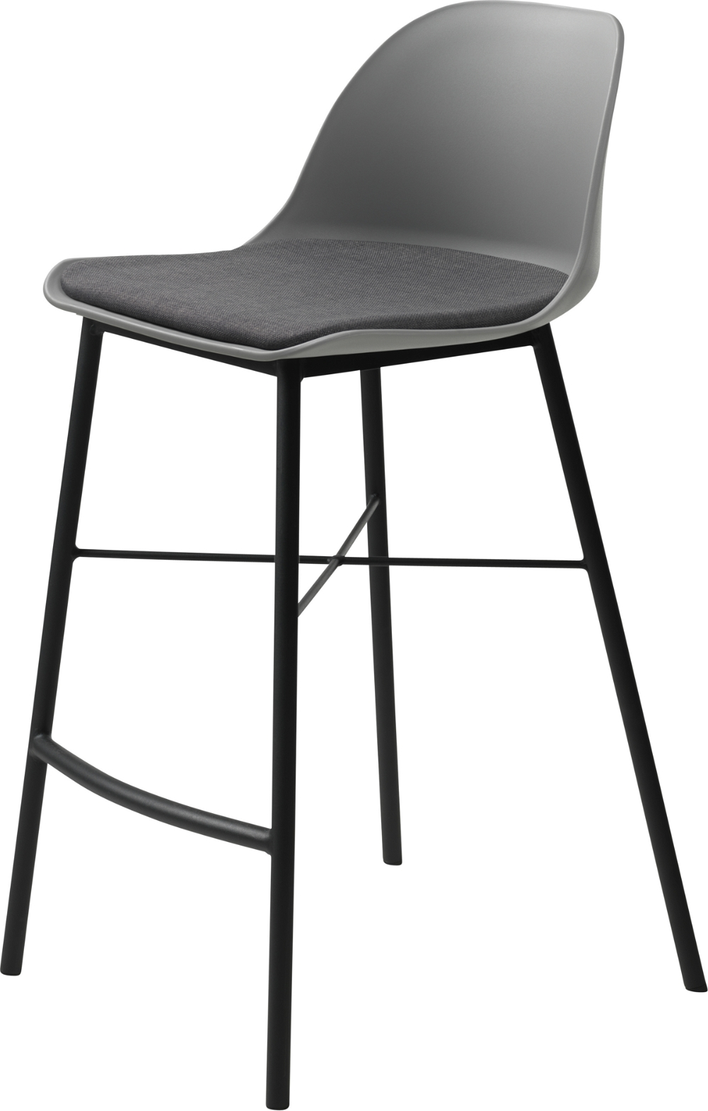 Barstol Nordique Design Whistler  -  grå rio-stof, sort metalben, H93 x B48