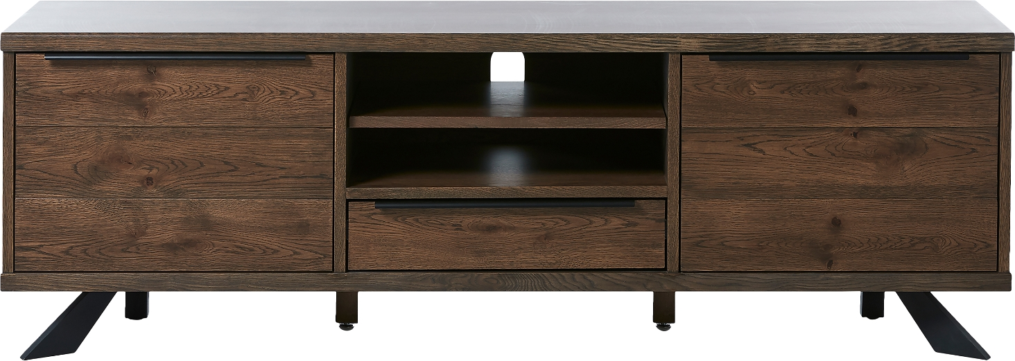 TV-bord Nordique Design Arno  -  røget egefiner, metalben, 170Ã42Ã55 cm, 2 låger, skuffe & hylde