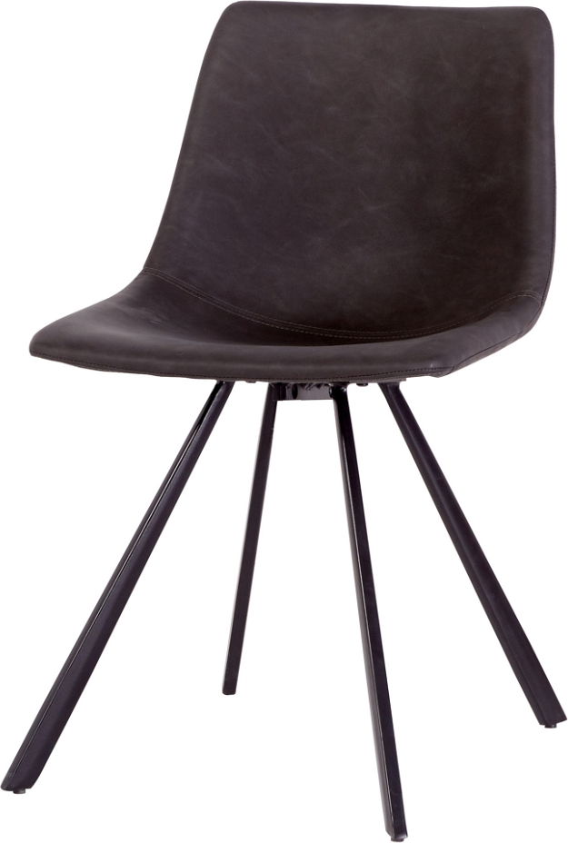 Spisebordsstol / spisestuestol Nordique Design Yukon  -  sort vintage PU-læder, metalben