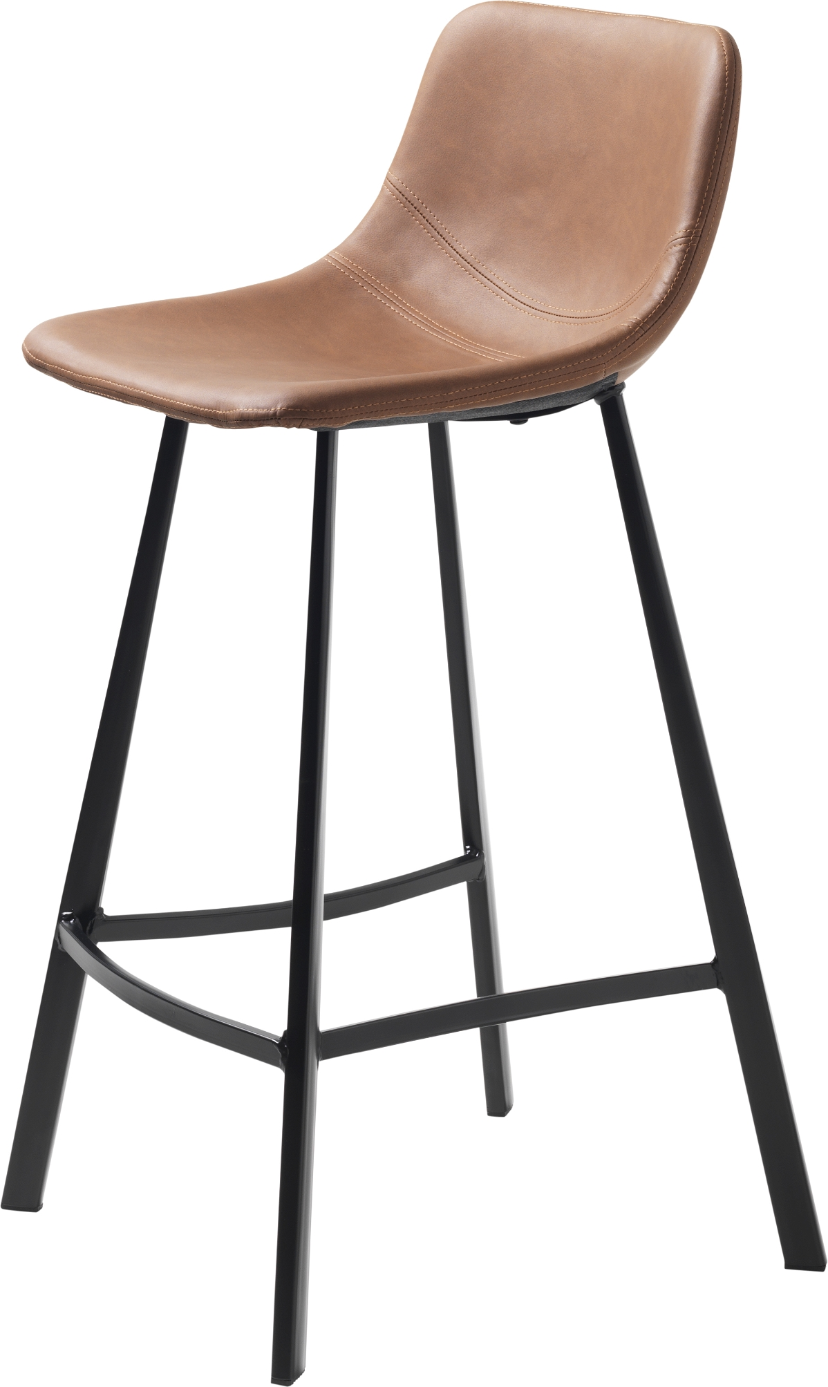 Barstol Nordique Design Yukon tan vintage PU kunstlæder industristil med sorte metalben