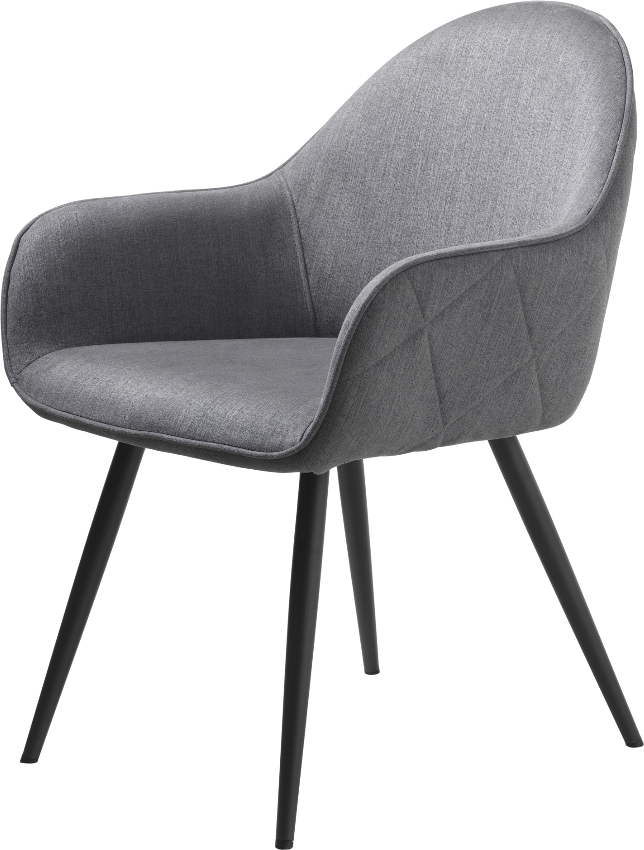 Spisebordsstol Nordique Design Minto  -  grå Fly1311-stof med armlæn og sorte metalben