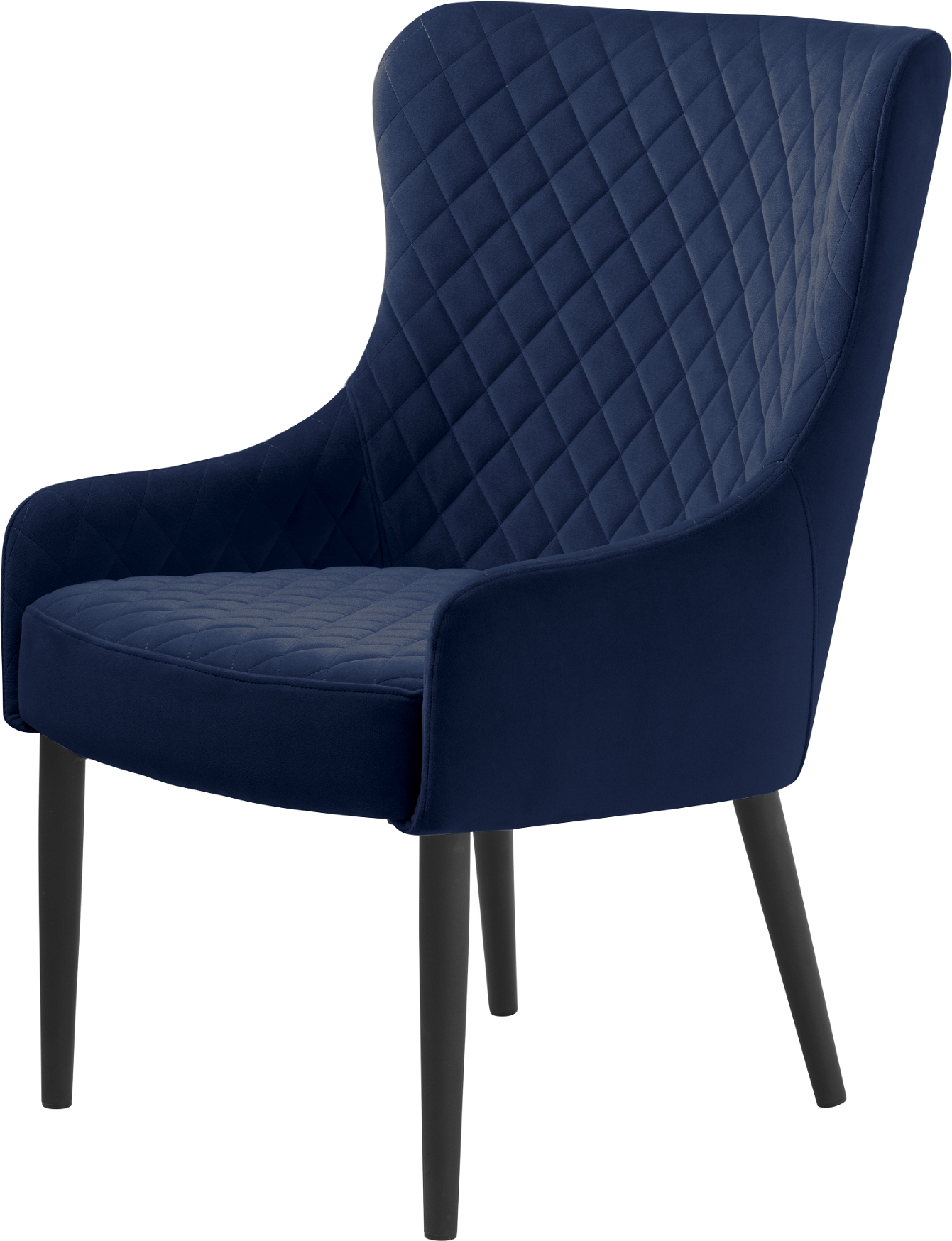 Loungestol Nordique Design Ottowa fløjl blå på sorte metalben - harlekinsyninger og robust konstruktion, luksuriøs siddekomfort