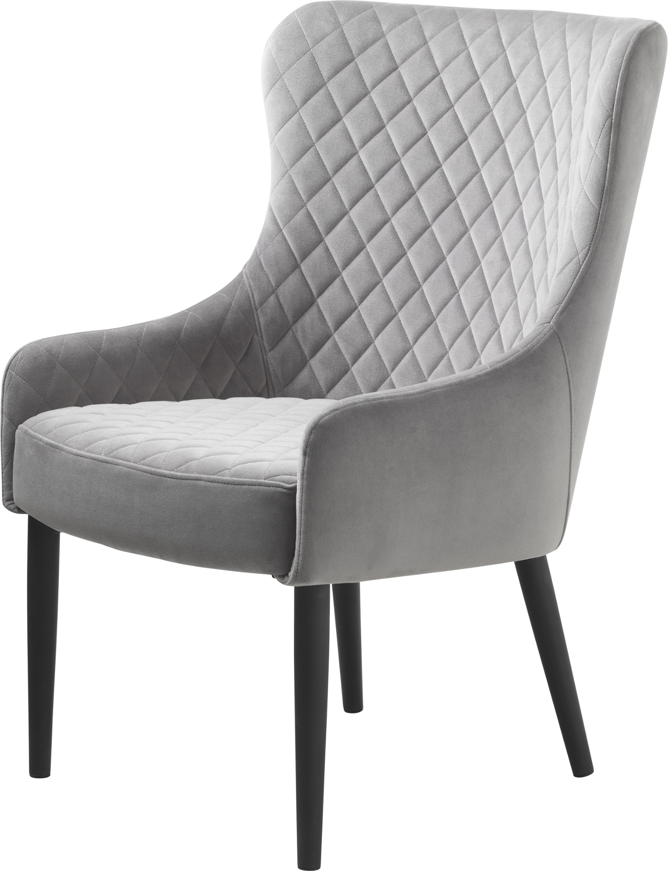 Loungestol Nordique Design Ottowa i grå fløjl med sort sandblæste metalben