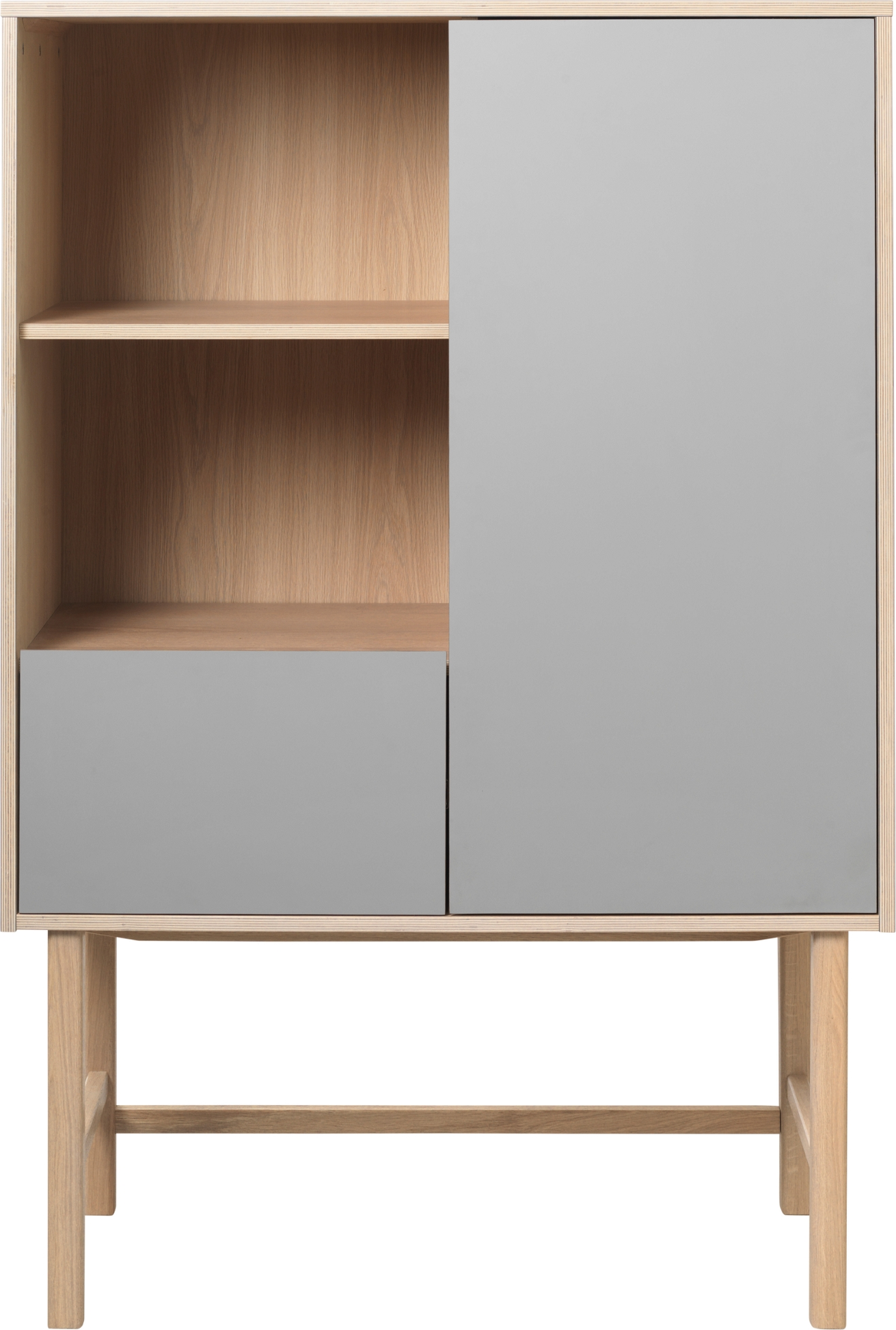 Højskab Nordique Design Bilbao  -  Egetræ & Grå HPL, Nordisk minimalisme, H150 x B45 cm