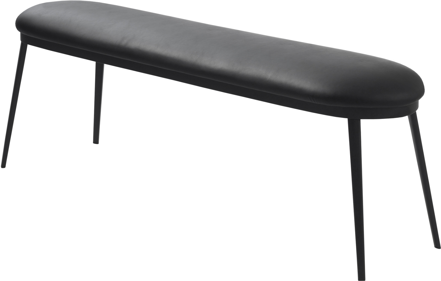Entrébænk Nordique Design Gain polstret i sort kunstlæder med metalstel 140x36x47,5 cm
