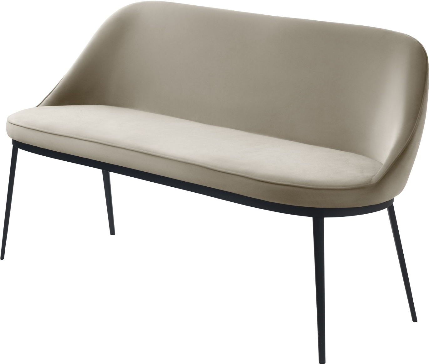 Sofabænk Nordique Design Gain i kunstlæder, beige, 144x45,5x82,5 cm, multifunktionel med sorte metalben