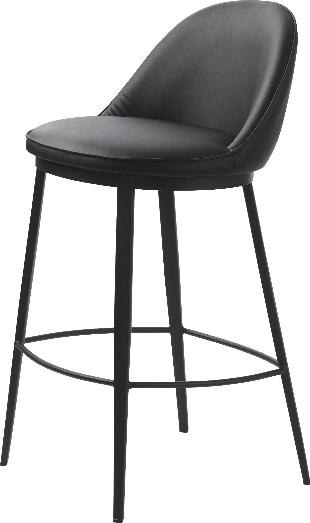 Barstol Nordique Design Gain i sort kunstlæder med robuste metalben H89xØ48 cm